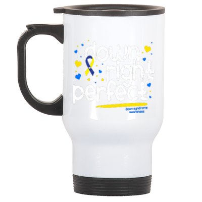 Ribbon Down Syndrome Awareness Gift Down Right Perfect Stainless Steel Travel Mug