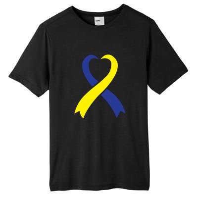 Ribbon Down Syndrome Awareness Gift Tall Fusion ChromaSoft Performance T-Shirt