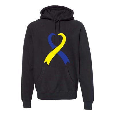 Ribbon Down Syndrome Awareness Gift Premium Hoodie