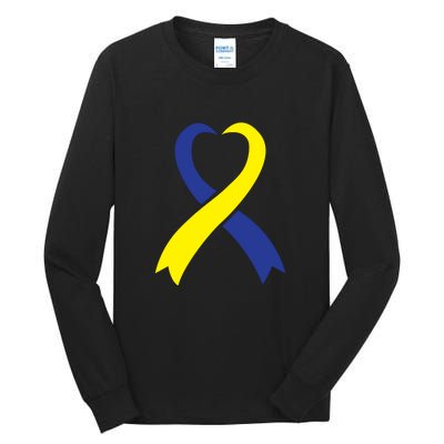 Ribbon Down Syndrome Awareness Gift Tall Long Sleeve T-Shirt