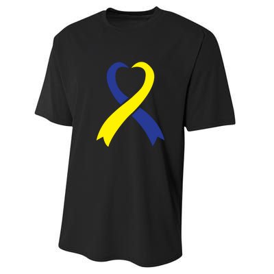 Ribbon Down Syndrome Awareness Gift Performance Sprint T-Shirt