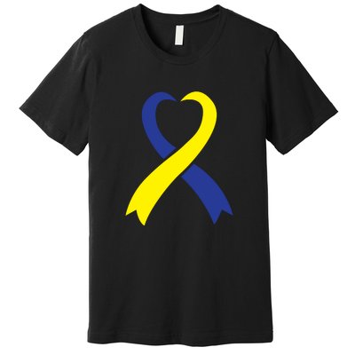 Ribbon Down Syndrome Awareness Gift Premium T-Shirt