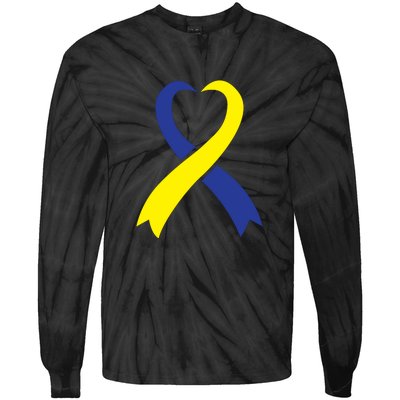 Ribbon Down Syndrome Awareness Gift Tie-Dye Long Sleeve Shirt