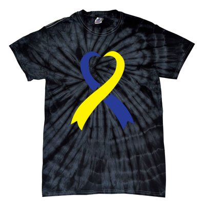 Ribbon Down Syndrome Awareness Gift Tie-Dye T-Shirt