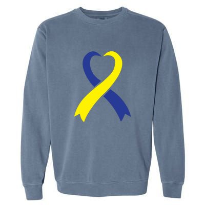 Ribbon Down Syndrome Awareness Gift Garment-Dyed Sweatshirt