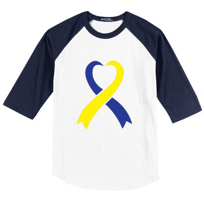 Ribbon Down Syndrome Awareness Gift Baseball Sleeve Shirt