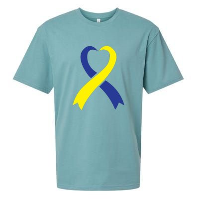 Ribbon Down Syndrome Awareness Gift Sueded Cloud Jersey T-Shirt