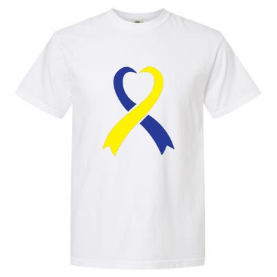 Ribbon Down Syndrome Awareness Gift Garment-Dyed Heavyweight T-Shirt