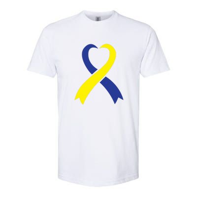 Ribbon Down Syndrome Awareness Gift Softstyle CVC T-Shirt