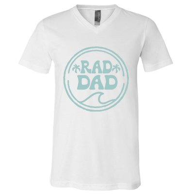 Rad Dad Surf Matching Birthday The Big One 1st Birthday V-Neck T-Shirt