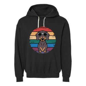 Retro Dachshund Sunset Garment-Dyed Fleece Hoodie