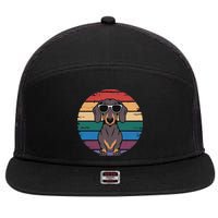 Retro Dachshund Sunset 7 Panel Mesh Trucker Snapback Hat