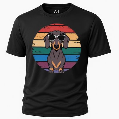Retro Dachshund Sunset Cooling Performance Crew T-Shirt