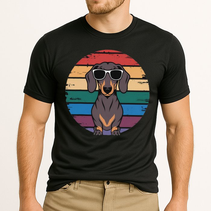 Retro Dachshund Sunset Cooling Performance Crew T-Shirt
