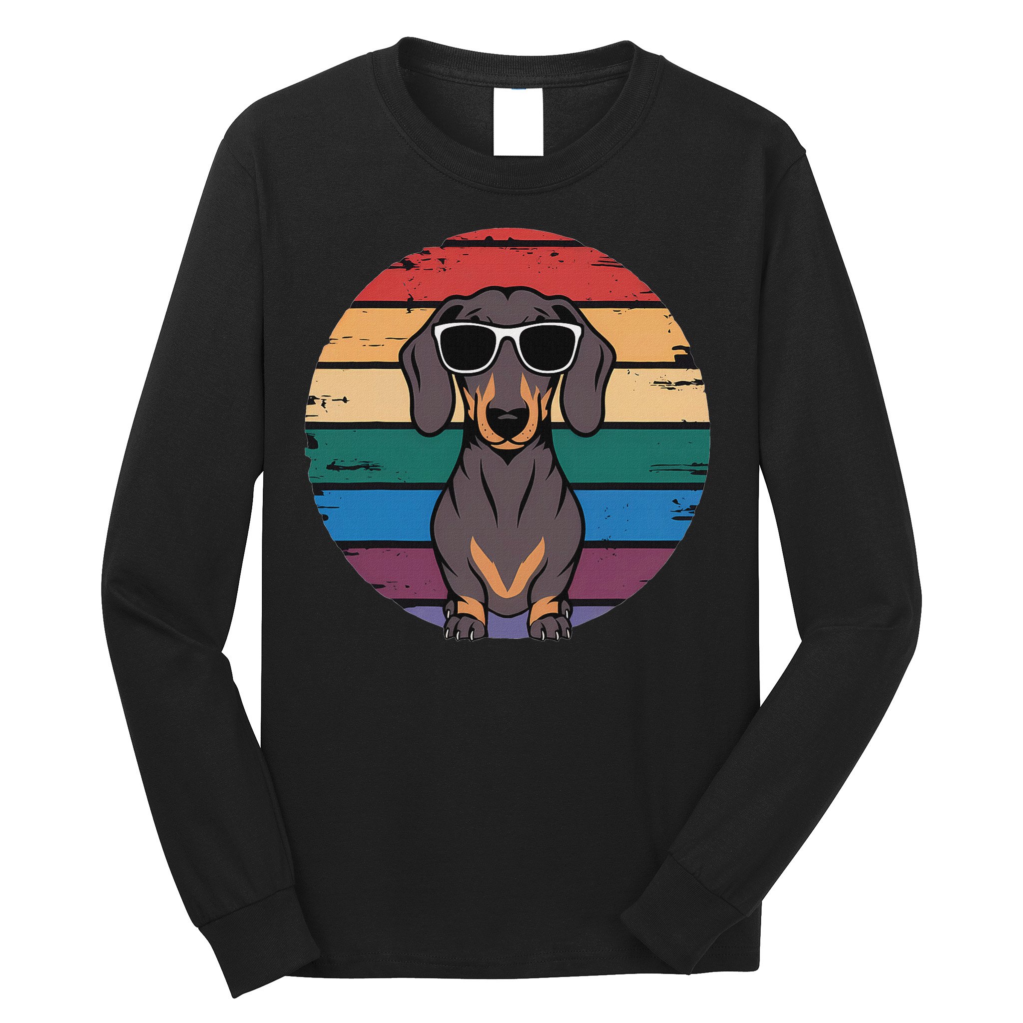 Retro Dachshund Sunset Long Sleeve Shirt