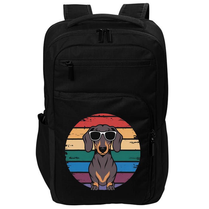 Retro Dachshund Sunset Impact Tech Backpack