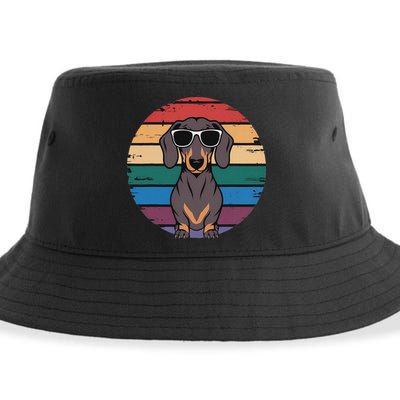 Retro Dachshund Sunset Sustainable Bucket Hat