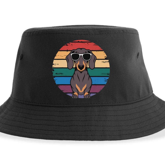 Retro Dachshund Sunset Sustainable Bucket Hat