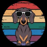 Retro Dachshund Sunset Sustainable Bucket Hat