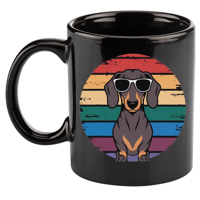 Retro Dachshund Sunset 11oz C Handle Ceramic Mug