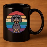 Retro Dachshund Sunset 11oz C Handle Ceramic Mug
