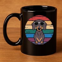 Retro Dachshund Sunset 11oz C Handle Ceramic Mug