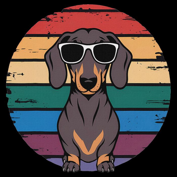 Retro Dachshund Sunset Drawstring Bag
