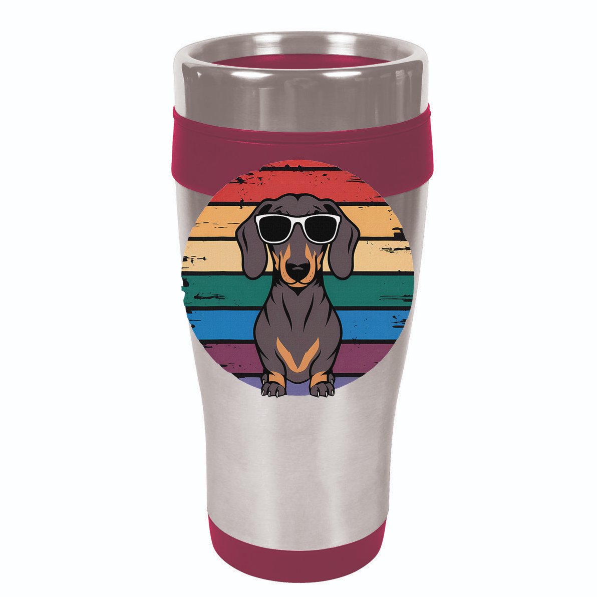 Retro Dachshund Sunset Flat Bill Trucker Hat