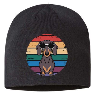 Retro Dachshund Sunset Sustainable Beanie