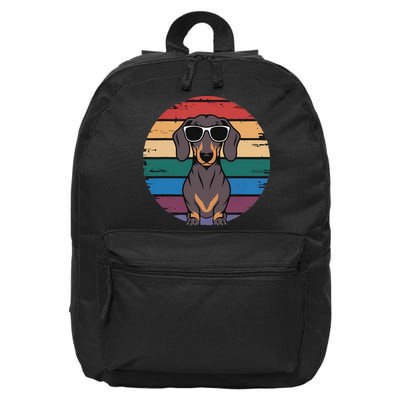 Retro Dachshund Sunset 16 in Basic Backpack