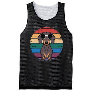 Retro Dachshund Sunset Mesh Reversible Basketball Jersey Tank