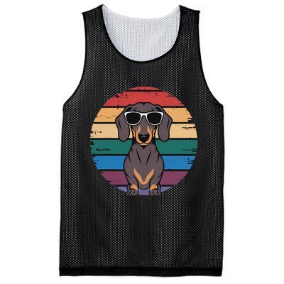 Retro Dachshund Sunset Mesh Reversible Basketball Jersey Tank