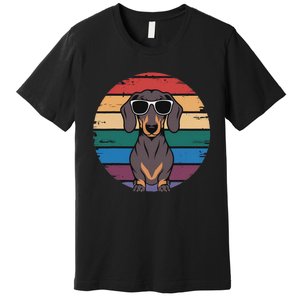 Retro Dachshund Sunset Premium T-Shirt