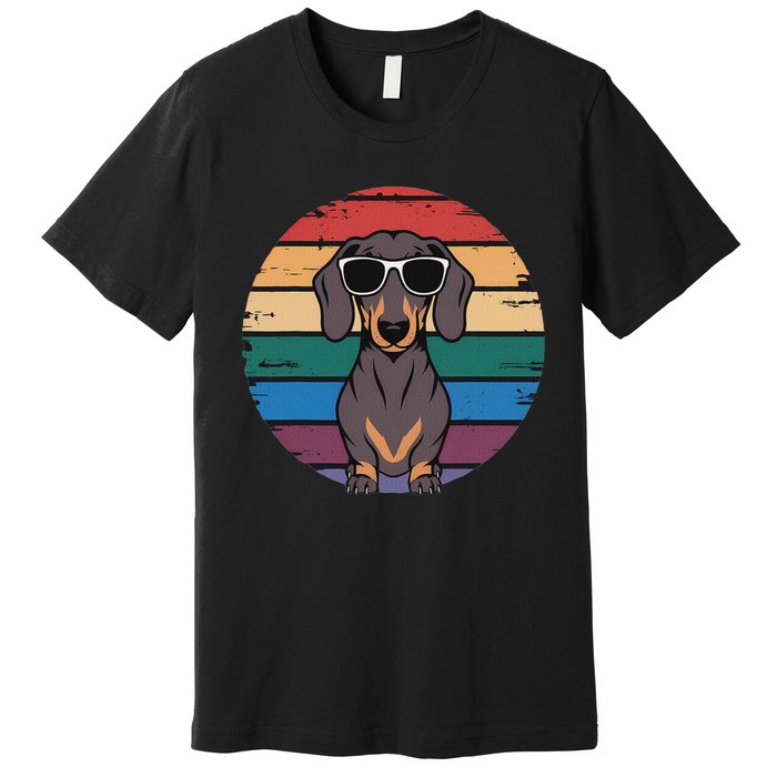 Retro Dachshund Sunset Premium T-Shirt