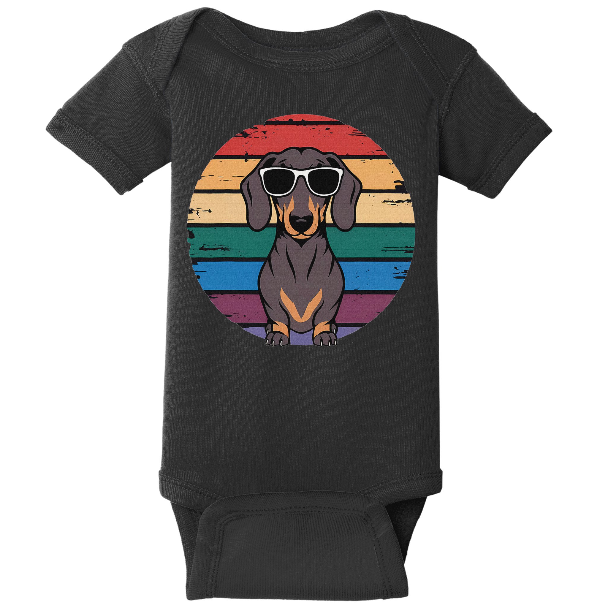 Retro Dachshund Sunset Baby Bodysuit