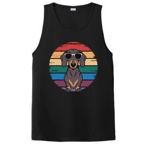 Retro Dachshund Sunset PosiCharge Competitor Tank