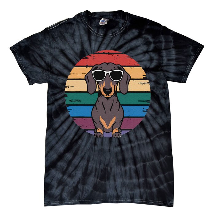 Retro Dachshund Sunset Tie-Dye T-Shirt