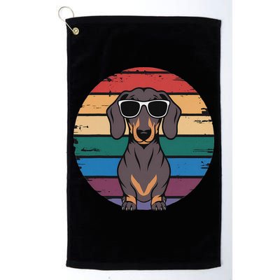 Retro Dachshund Sunset Golf Towel