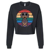 Retro Dachshund Sunset Cropped Pullover Crew