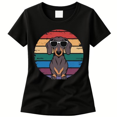 Retro Dachshund Sunset Womens T-Shirt