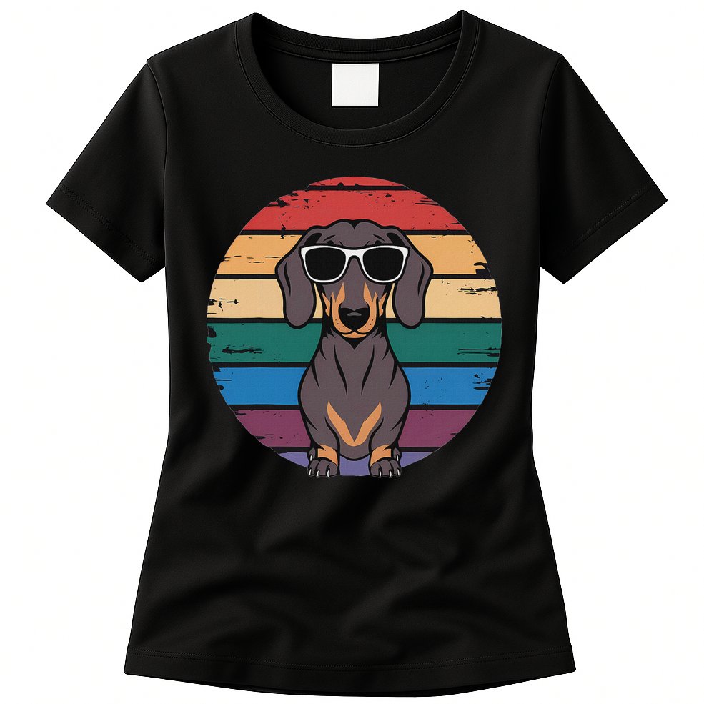 Retro Dachshund Sunset Womens T-Shirt