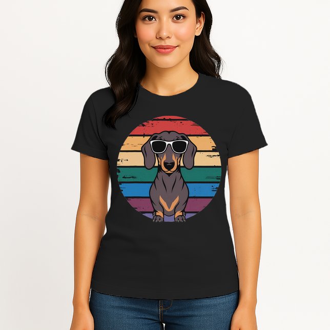 Retro Dachshund Sunset Womens T-Shirt
