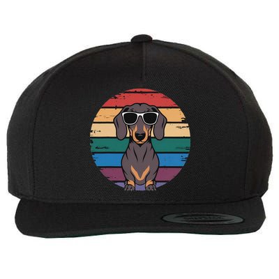 Retro Dachshund Sunset Wool Snapback Cap