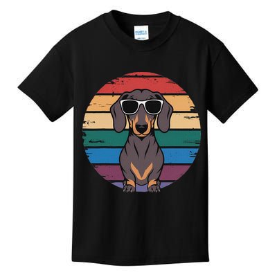 Retro Dachshund Sunset Kids T-Shirt