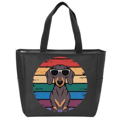 Retro Dachshund Sunset Zip Tote Bag