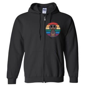 Retro Dachshund Sunset Full Zip Hoodie