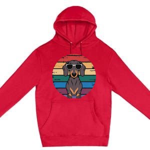 Retro Dachshund Sunset Premium Pullover Hoodie