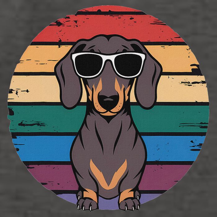 Retro Dachshund Sunset Vector Backpack