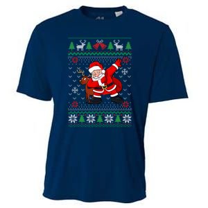 Reindeer Dabbing Santa Ugly Christmas Cooling Performance Crew T-Shirt