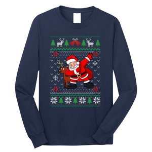 Reindeer Dabbing Santa Ugly Christmas Long Sleeve Shirt